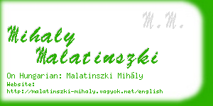 mihaly malatinszki business card